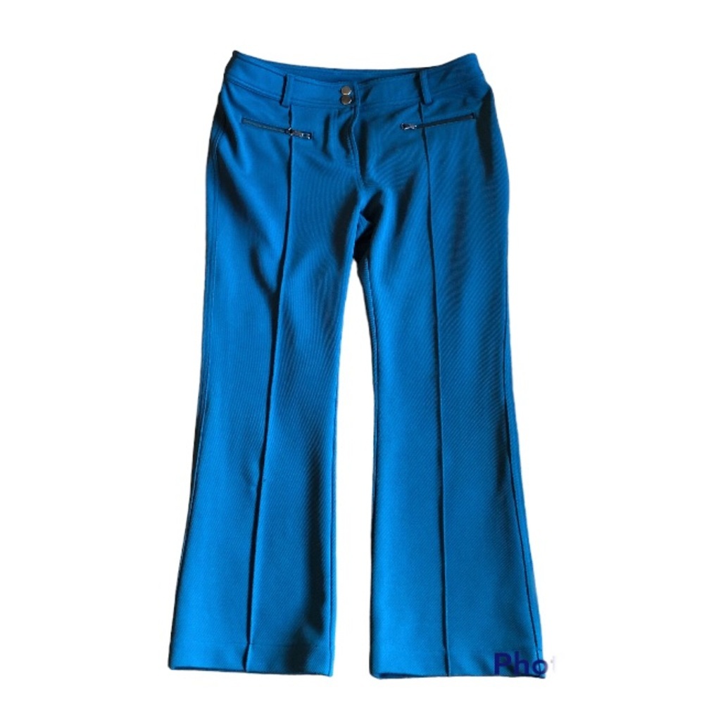 Retro Teal Crop Flare Trousers